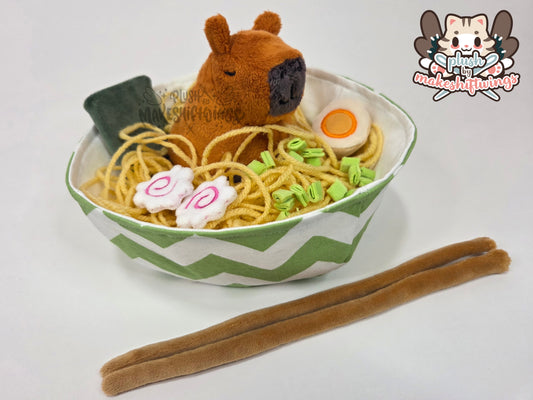 Capybara ramen bowl (minky, closed eyes)