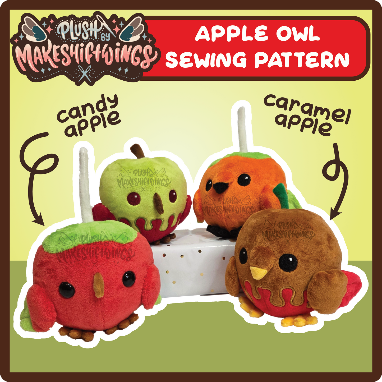 SEWING PATTERN - Caramel & candy apple owls