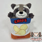 Raccoon in a chip bag (safety eyes)