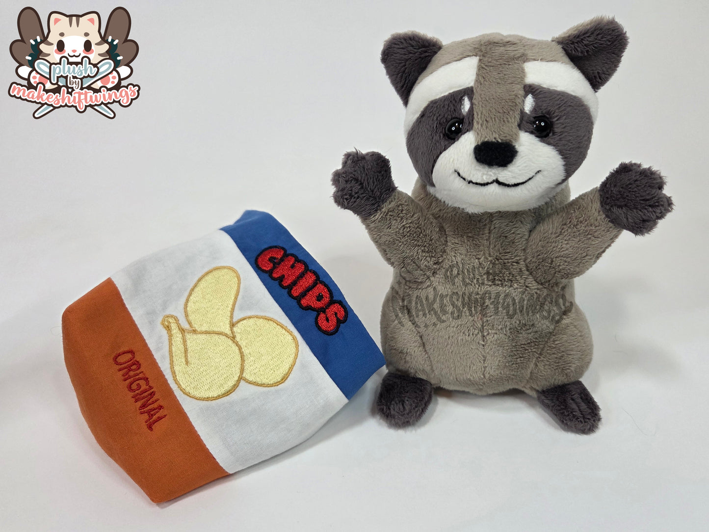 Raccoon in a chip bag (safety eyes)