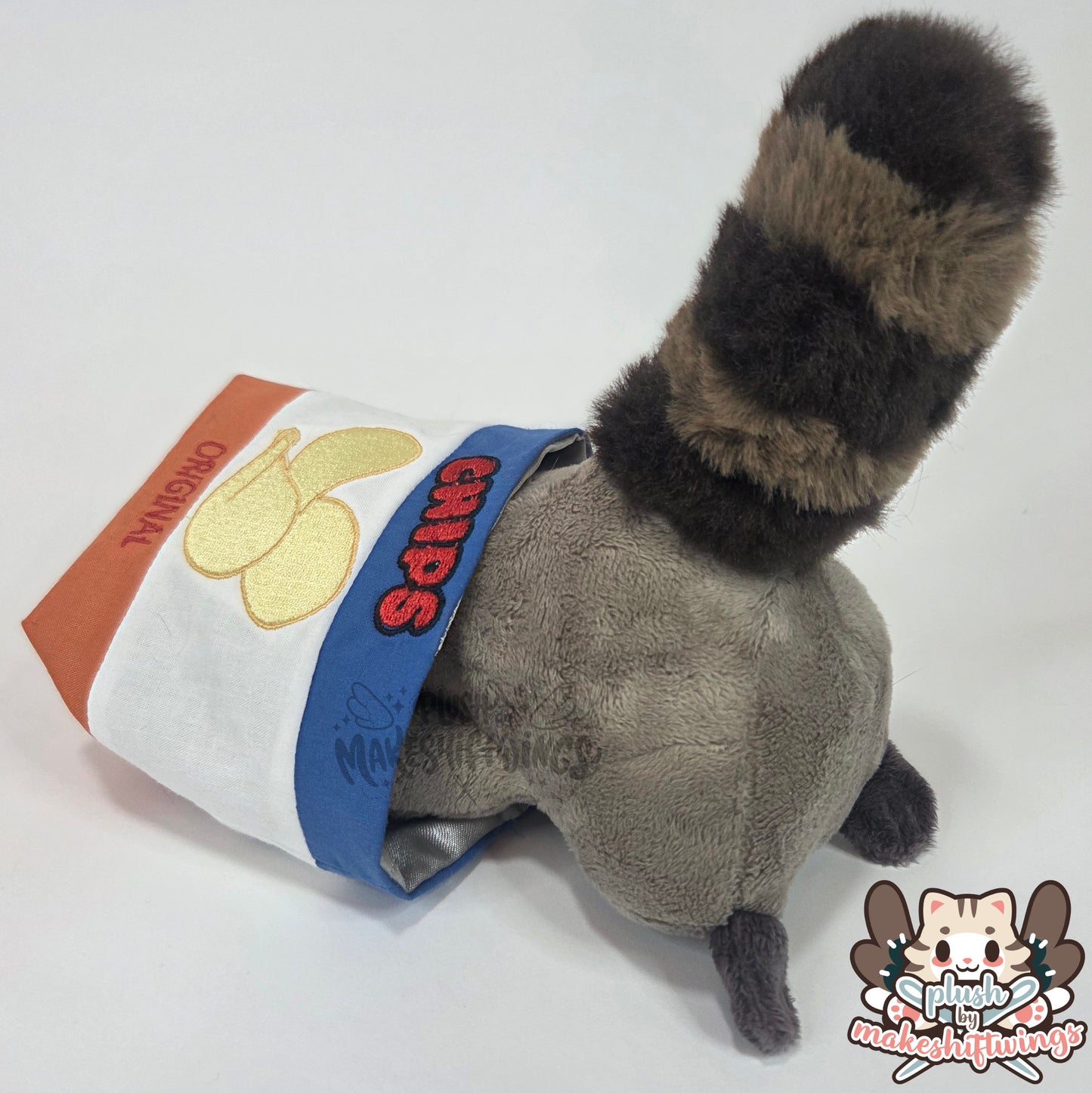 Raccoon in a chip bag (safety eyes)